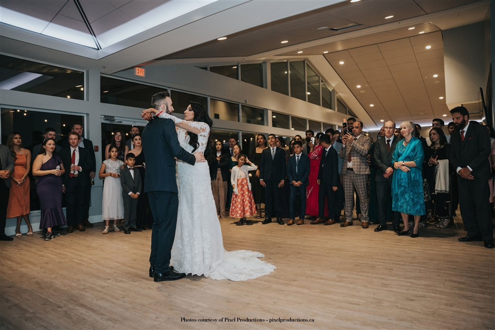 Bride-and-groom's-first-dance-at-wedding-reception-Pitt-Meadows-Golf-Club