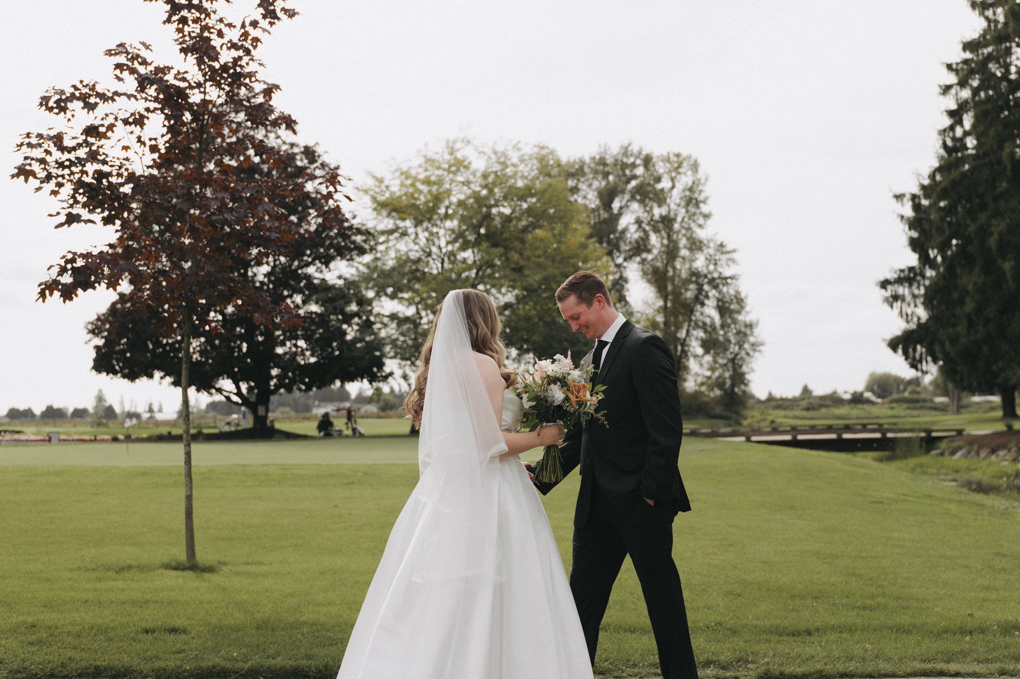 Couple in front of putting green